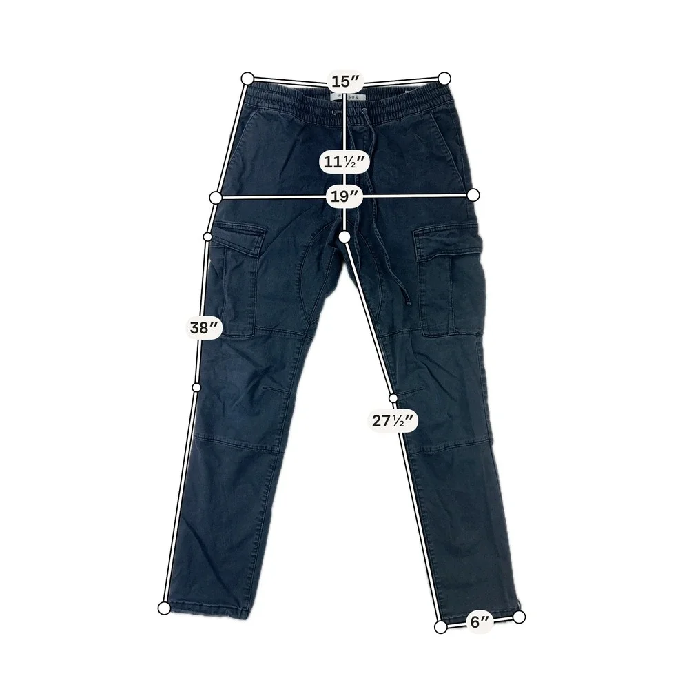 PacSun Cargo Pants Mens Slim M‎ Black Jogger Utility Pockets Cotton Spandex